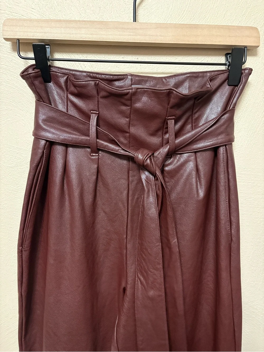Commando Faux Leather Paperbag Pant Oxblood Red Maroon Size XS NWT New